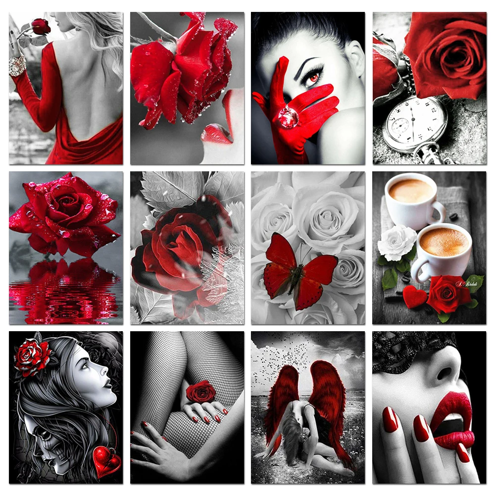 Embroidery Rose - 5D Алмазная мозаика с изображением цветка,